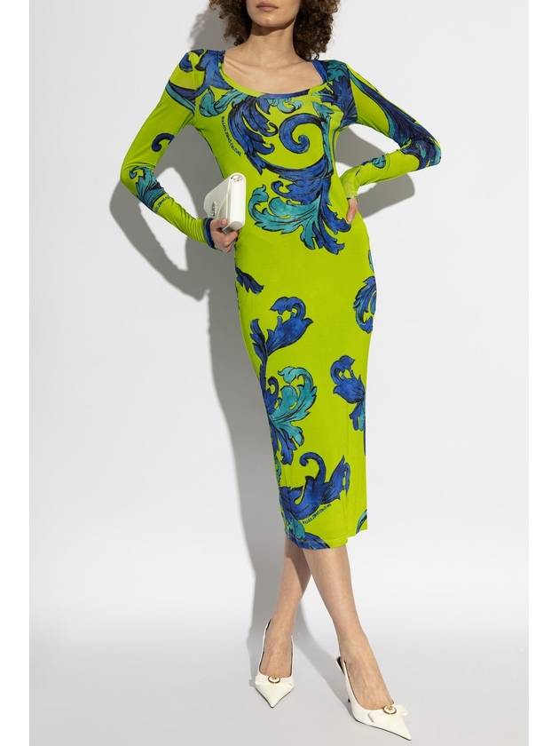 Versace Jeans Couture Dress With Outline Barocco Print, Women's, Green - VERSACE - BALAAN 2