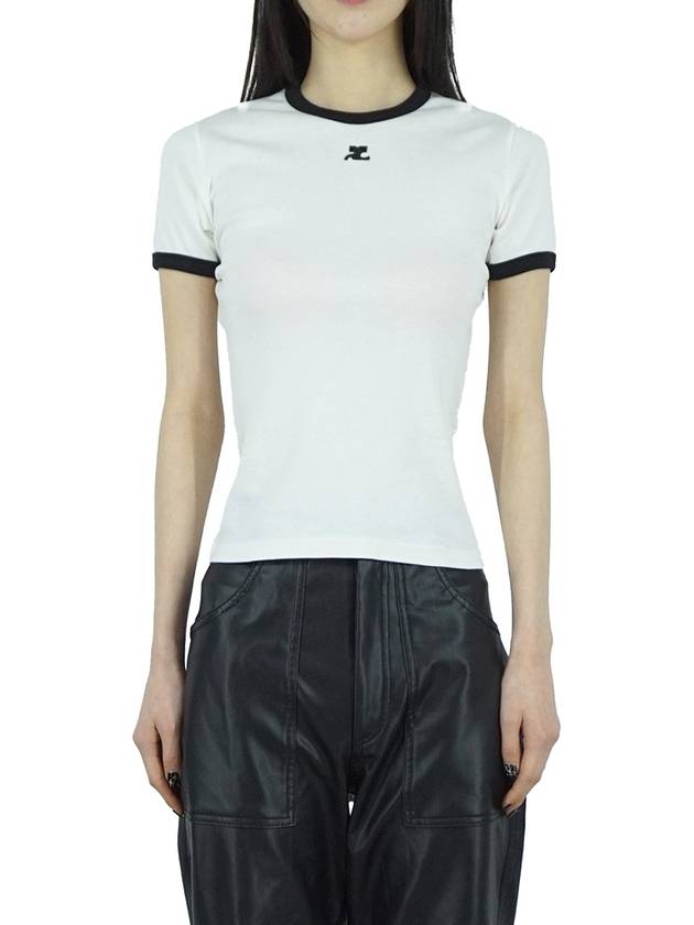 Bumpy Contrast Re-Edition Short Sleeve T-Shirt White - COURREGES - BALAAN 5