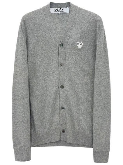 Heart Waffen V-neck Wool Cardigan Gray - COMME DES GARCONS PLAY - BALAAN 2