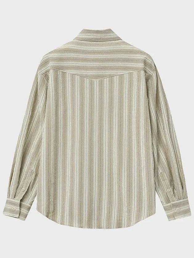 Stripe Crinkle Western Long Sleeve Shirt Cream - NOIRER - BALAAN 4