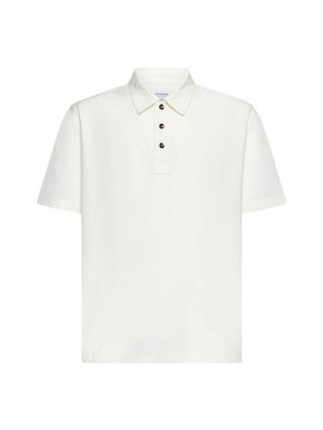 Cotton Short Sleeve Polo Shirt Dove - BOTTEGA VENETA - BALAAN 1