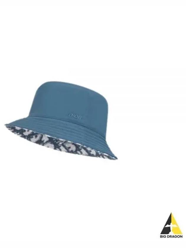 Embroidered Logo Reversible Cotton Bucket Hat Blue - DIOR - BALAAN 2