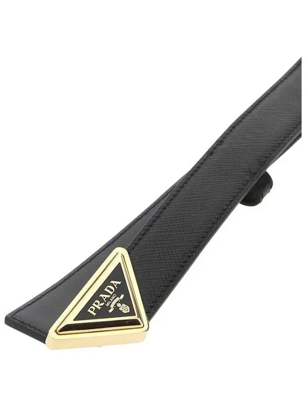 Triangle Logo Buckle Leather Belt Black - PRADA - BALAAN 5