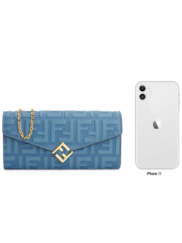 Diamond Continental FF Logo Chain Long Wallet Blue - FENDI - BALAAN 10