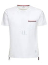 Men's Medium Weight Jersey Tipped Pocket Crewneck Short Sleeve T-Shirt White - THOM BROWNE - BALAAN 2