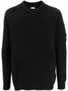 Lens Wappen Crew Neck Knit Top Black - CP COMPANY - BALAAN 2