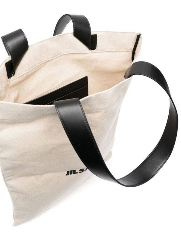 Logo Shopping Cotton Tote Bag Natural - JIL SANDER - BALAAN 4