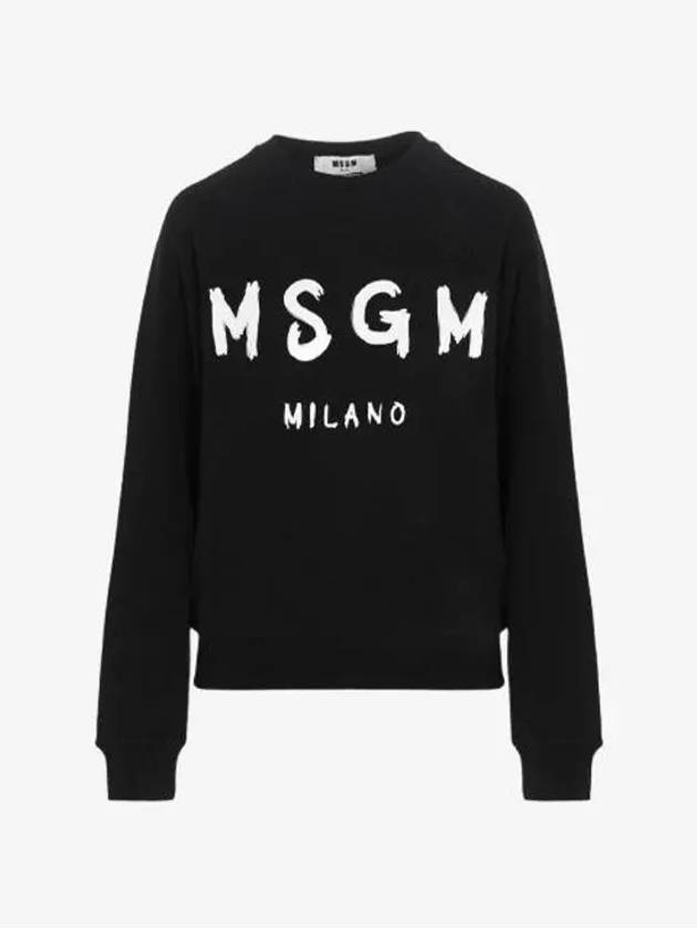 Women's Brushed Logo Crew Neck Sweatshirt Black - MSGM - BALAAN 2