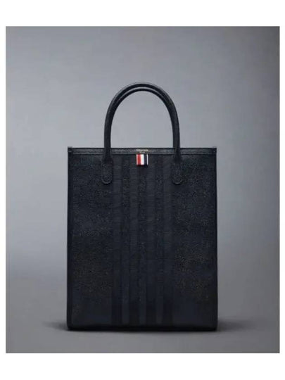 Pebble Grain 4 Bar Tote Bag Black - THOM BROWNE - BALAAN 2