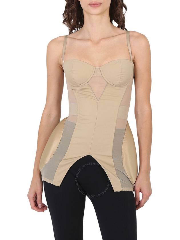 Burberry Ladies Pale Honey Padded Cotton And Mesh Silk Panel Corset, Brand Size 4 (US Size 2) - BURBERRY - BALAAN 1