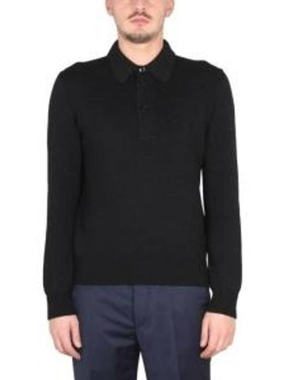 Long Sleeve Knit Polo Shirt Black - TOM FORD - BALAAN 2