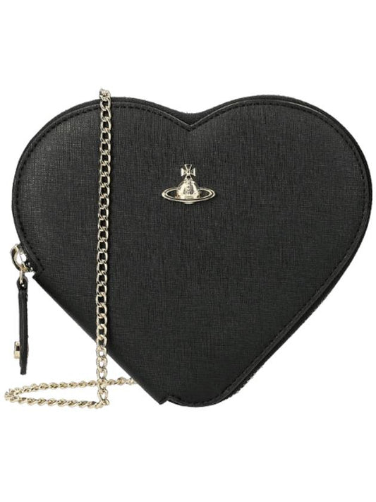 Saffiano Biogreen Heart Shoulder Bag Black - VIVIENNE WESTWOOD - BALAAN 1