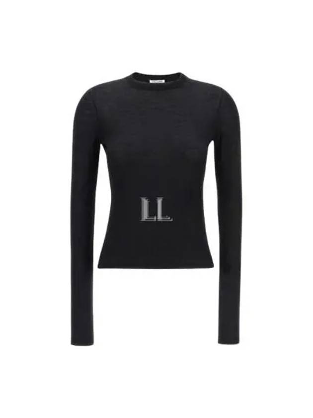 Crew Neck Cashmere Wool Silk Knit Top Black - SAINT LAURENT - BALAAN 2