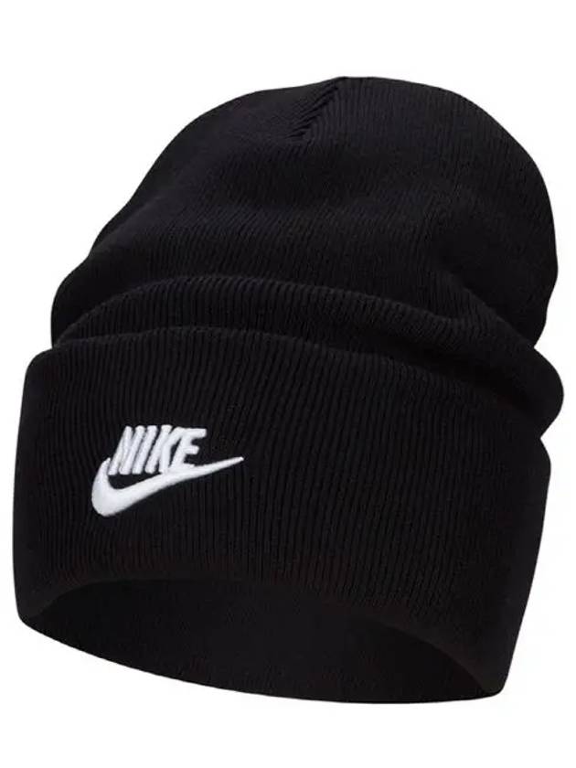 Peak Embroidered Logo Cotton Blend Beanie Black - NIKE - BALAAN 7