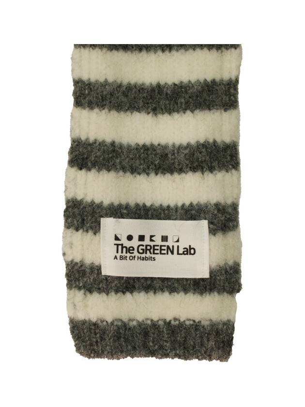 Striped tie knit muffler Melange gray - THE GREEN LAB - BALAAN 9