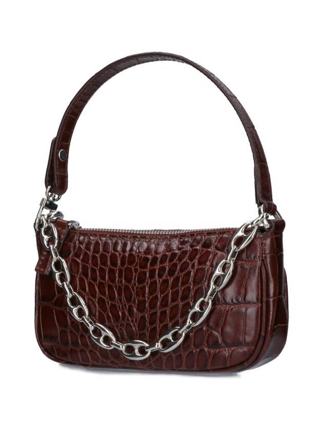 Rachel Crocodile Embossed Shoulder Bag Chocolate - BY FAR - BALAAN 3