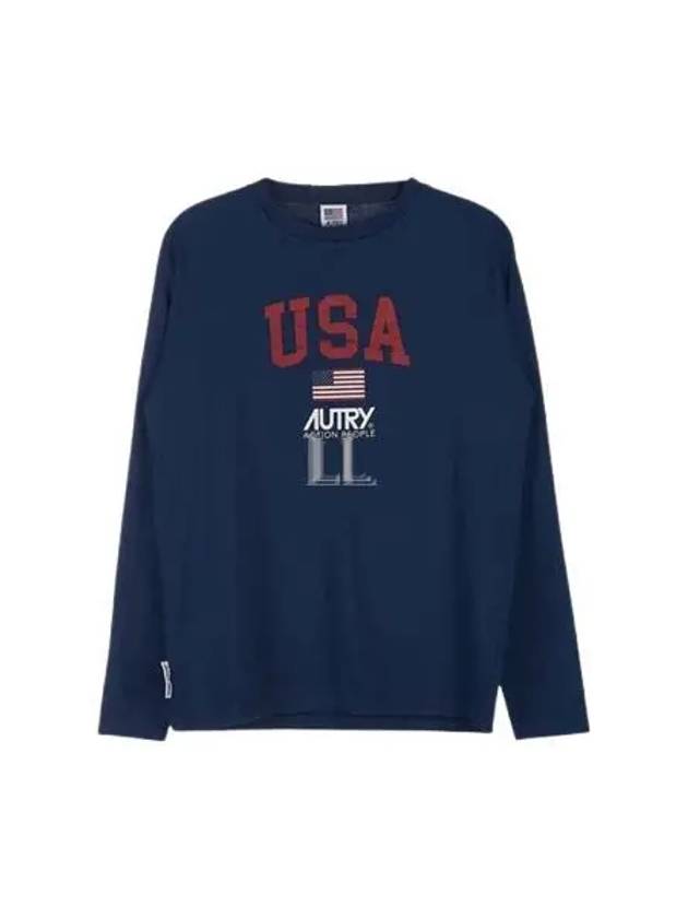 Logo Long Sleeve T-Shirt Navy - AUTRY - BALAAN 2