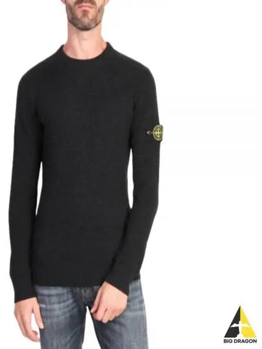 Crewneck Full Rib Wool Knit Top Melange Charcoal - STONE ISLAND - BALAAN 2