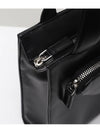 Triangle Logo Pocket Leather Tote Bag Black - PRADA - BALAAN 9