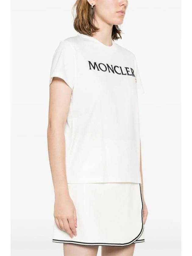 Moncler Women s Chest Logo Short Sleeve T Shirt White 8C00006 829HP 037 - MONCLER - BALAAN 4