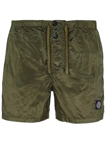 Logo Patch Nylon Metal Swim Shorts Dark Green - STONE ISLAND - BALAAN 2