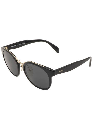 Black gold round frame Asian fit sunglasses - PRADA - BALAAN 1