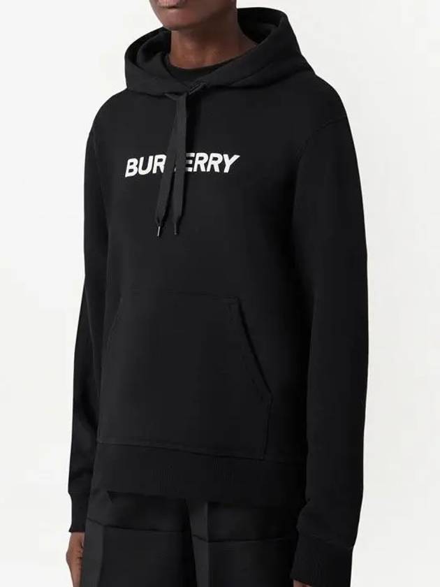 Logo Print Cotton Oversized Hoodie Black - BURBERRY - BALAAN 5