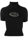 Women's Cutout Logo Turtleneck Black - DIESEL - BALAAN.