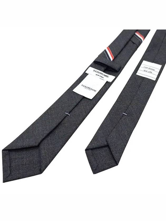 Three Stripes Classic RWB Selvage Super 120 Count Wool Tie Dark Grey - THOM BROWNE - BALAAN 4