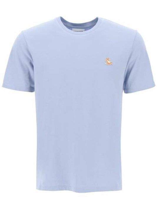 Chillex Fox Patch Short Sleeve T-Shirt Blue - MAISON KITSUNE - BALAAN 1