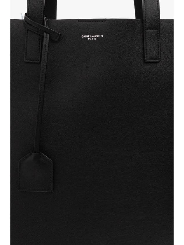 Logo Soft Leather Bold Tote Bag Black - SAINT LAURENT - BALAAN 8