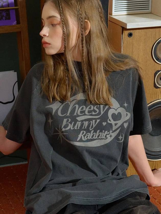 Cheese Bunny Raglan Pigmented Short Sleeve T Shirt Smoke Black - CPGN STUDIO - BALAAN 3