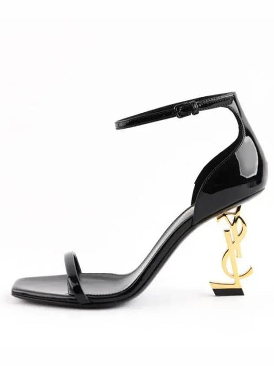 Opium Gold YSL Logo Open Toe Sandal Heels Black - SAINT LAURENT - BALAAN 2