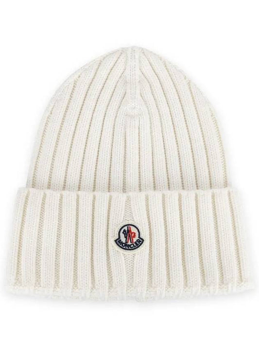 Wappen Logo Patch Wool Beanie Ivory 3B00036 A9327 030 - MONCLER - BALAAN 2