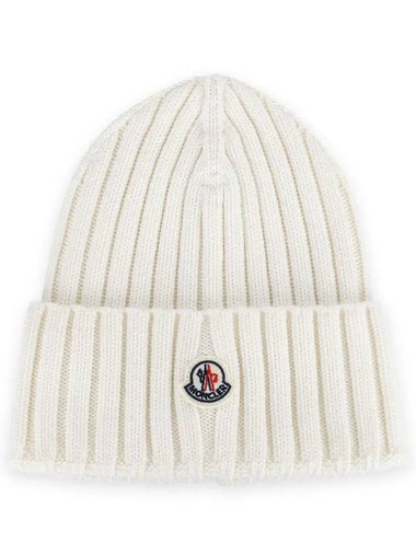 Wappen Logo Patch Wool Beanie Ivory 3B00036 A9327 030 - MONCLER - BALAAN 1