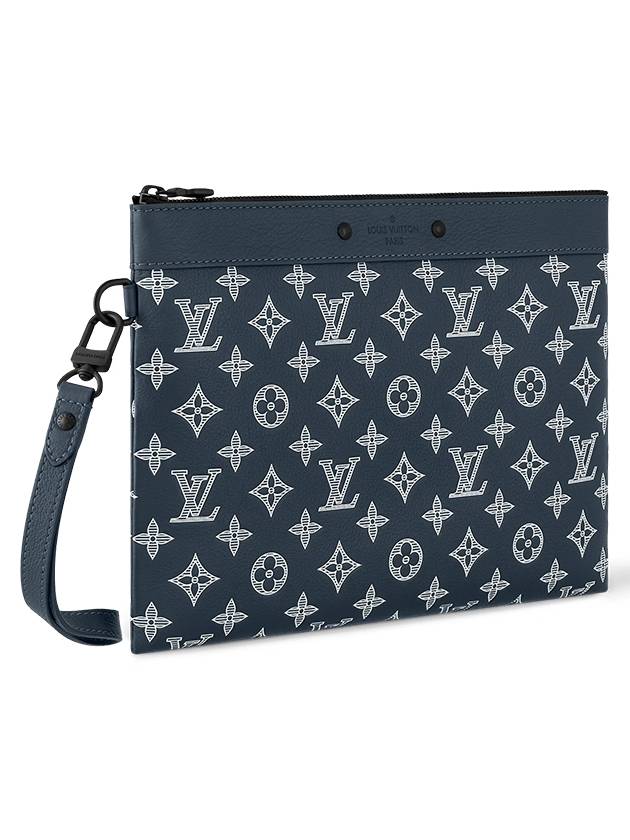 Men's Pochette To Go Monogram Shadow Leather Pouch Bag Ink Blue - LOUIS VUITTON - BALAAN 3