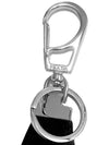 Saffiano Triangle Logo Leather Key Holder Black - PRADA - BALAAN 4