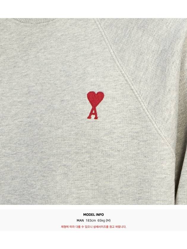 Cotton Heart Logo Sweatshirt Grey - AMI - BALAAN 8