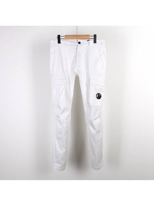 Lens Wappen Cargo Straight Pants White - CP COMPANY - BALAAN.