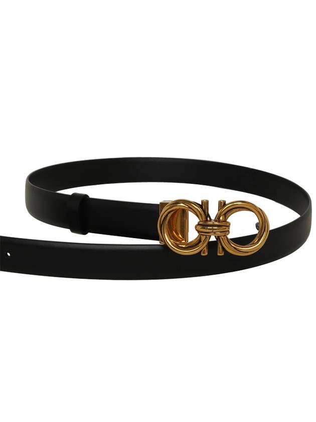 Adjustable Gancini Leather Belt Black - SALVATORE FERRAGAMO - BALAAN 7