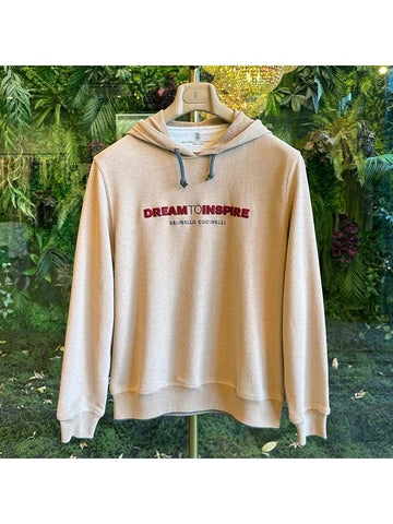 Hoodie embroidered logo detail beige MTU143119G CB575 - BRUNELLO CUCINELLI - BALAAN 1