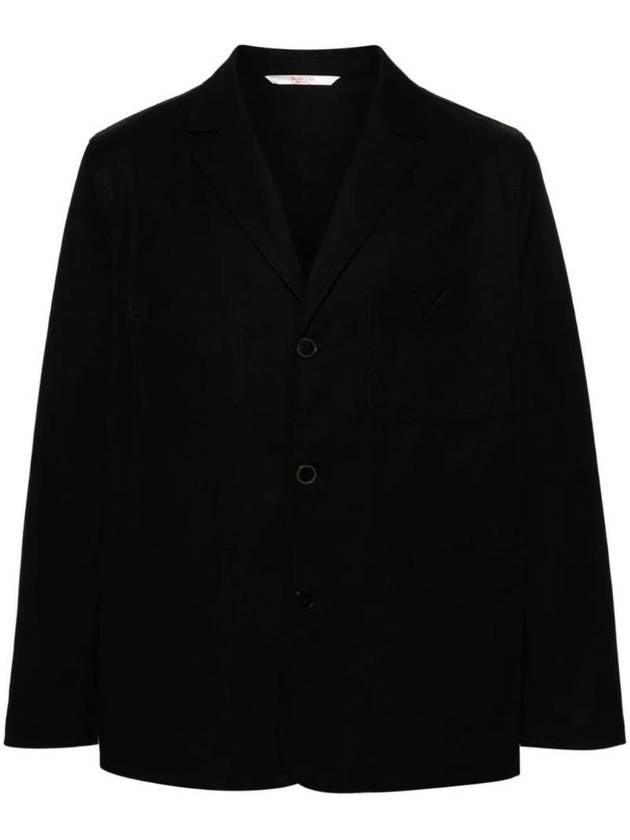 V logo cotton jacket black - VALENTINO - BALAAN 1