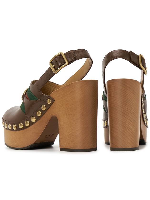 Horsebit Sandals Heel Brown - GUCCI - BALAAN 7