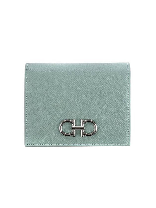 Gancini Compact Half Wallet Light Green - SALVATORE FERRAGAMO - BALAAN 1