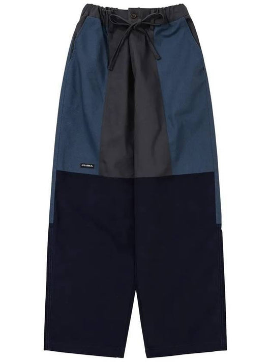 Men's Tri Mixed Cotton Wide Pants Navy - AJOBYAJO - BALAAN 1