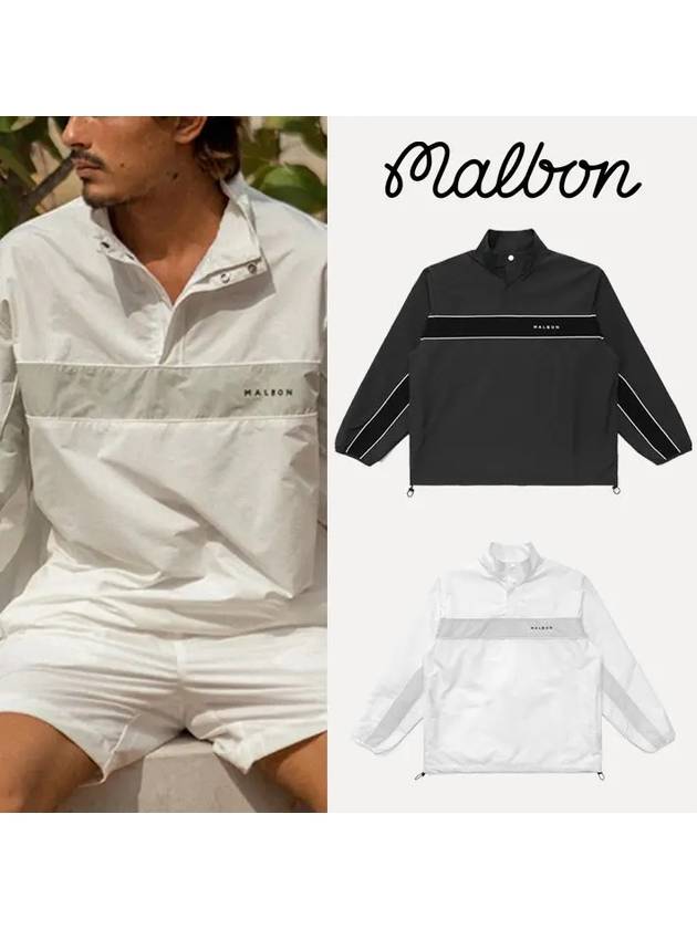 Malbon Men s Long Sleeve Bermuda Popover Anorak Jacket Black - MALBON GOLF - BALAAN 1