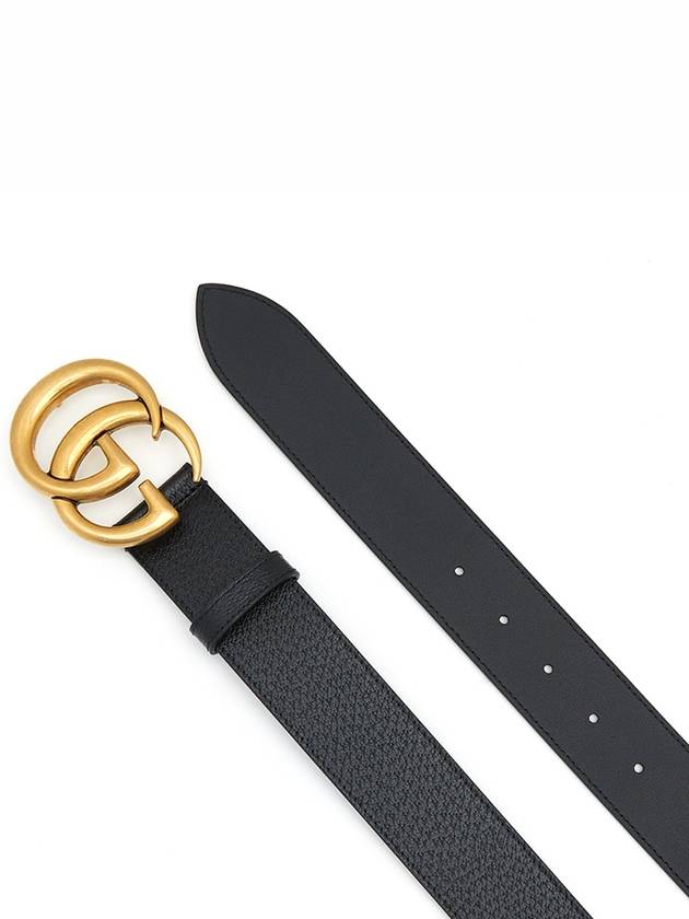 GG Marmont Double G Buckle Wide Leather Belt Black - GUCCI - BALAAN 4