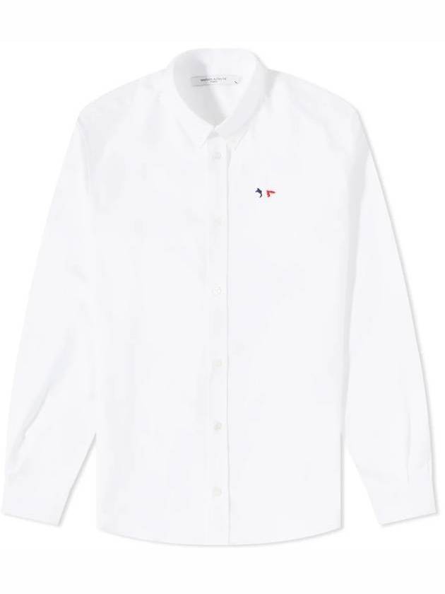 Men's Tricolor Fox Patch Cotton Long Sleeve Shirt White - MAISON KITSUNE - BALAAN 2