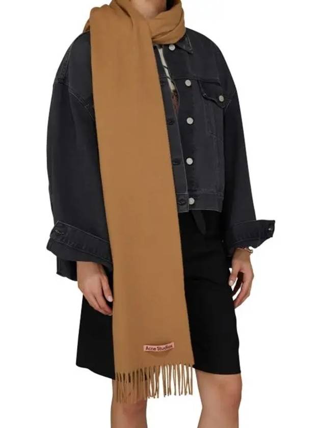 Logo Fringe Cashmere Muffler Caramel Brown - ACNE STUDIOS - BALAAN 7