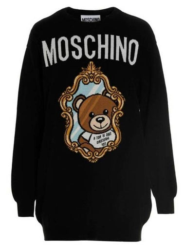 Teddy Bear Mirror Wool Short Dress Black - MOSCHINO - BALAAN 1